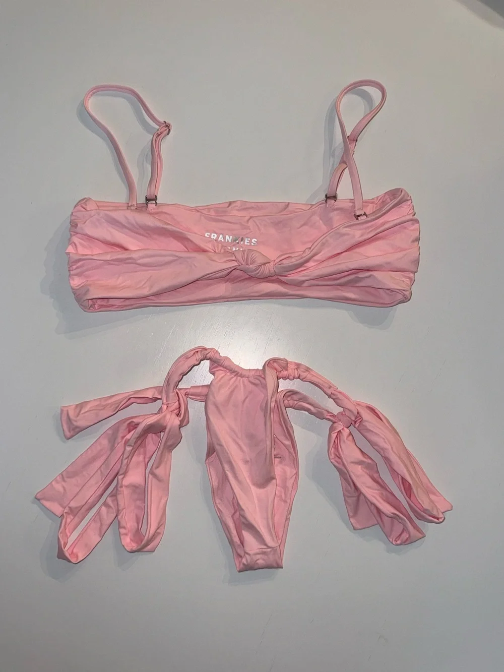 Frankie’s Bikinis Pink Tie-Detail Bikini Set